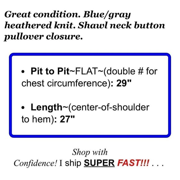 Polo Ralph Lauren Mens Sz XXL 2XL Heathered Blue Shawl Neck Sweater - Picture 2 of 6